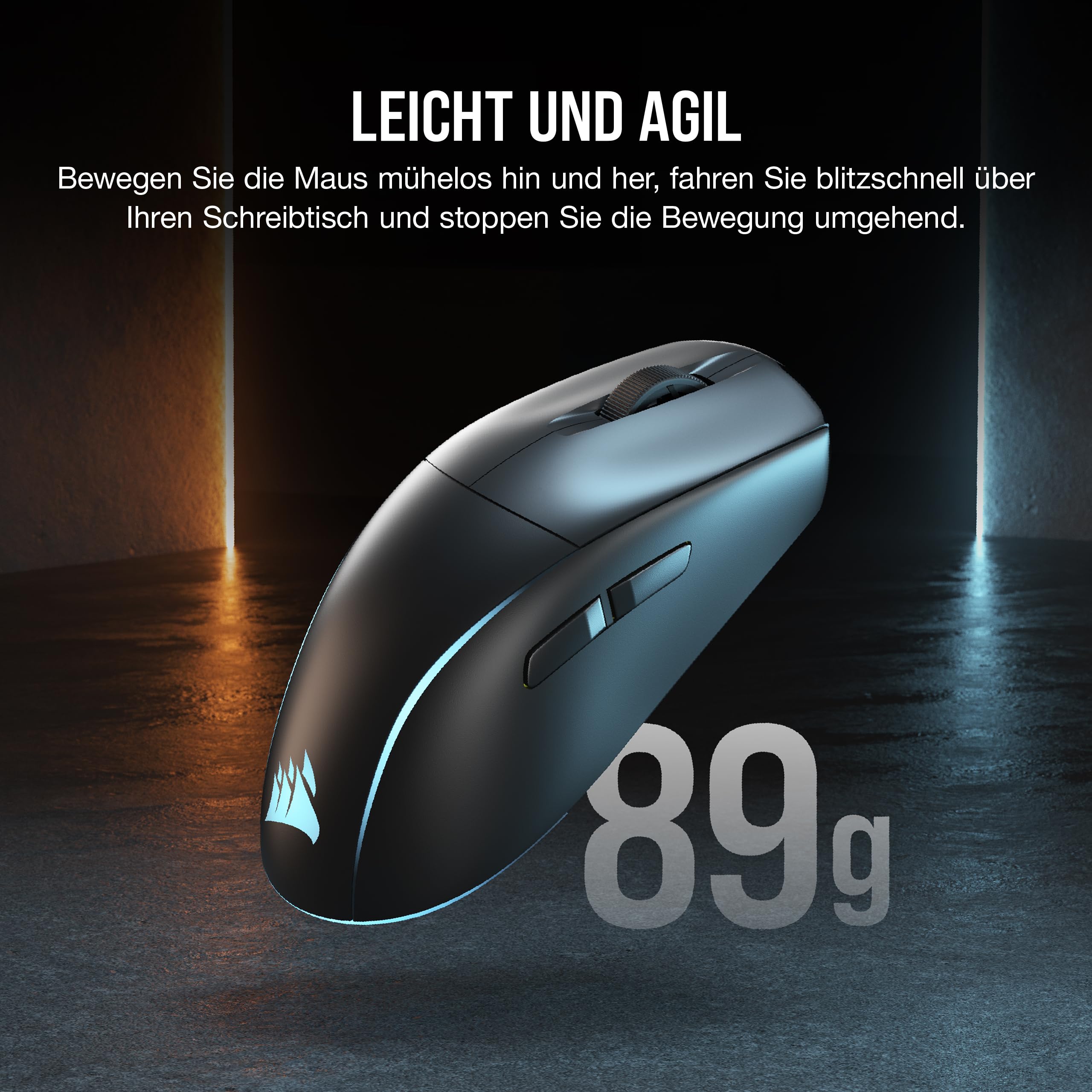 Corsair M75 Wireless RGB Leichte FPS Gaming-Maus – 26.000 DPI – Austauschbare Seitentasten – iCUE-Kompatibel – PC – Schwarz