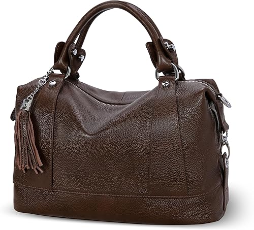 Heshe - Bolsa de hombro de piel para mujer, con asa superior, bolsa cruzada