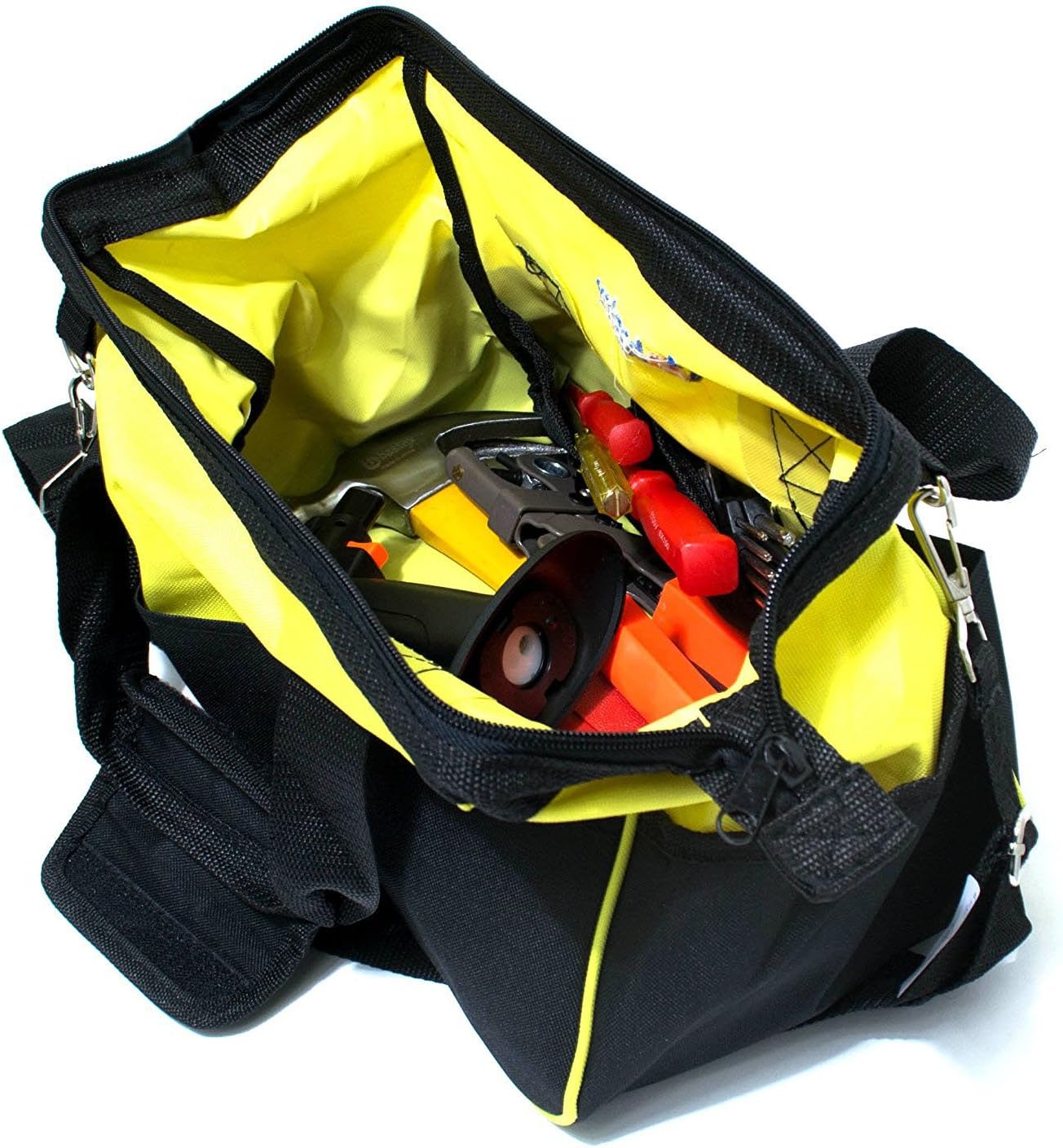 Bastex Multi Purpose Tool Bag Carrying with Adjustable Shoulder Strap. 15 inch Wide Mouth Opening with 14 Separate Pockets. Water Resistant and Perfect for the Handyman, Electricians and Plumbers