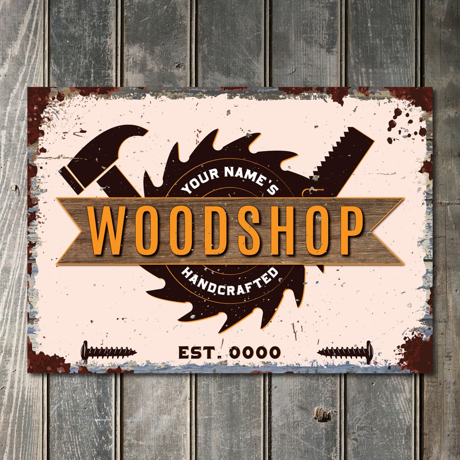 My Pixel Print Metal Personalised Carpenter Woodworking Sign Hand Crafted Wall Decor Plaque