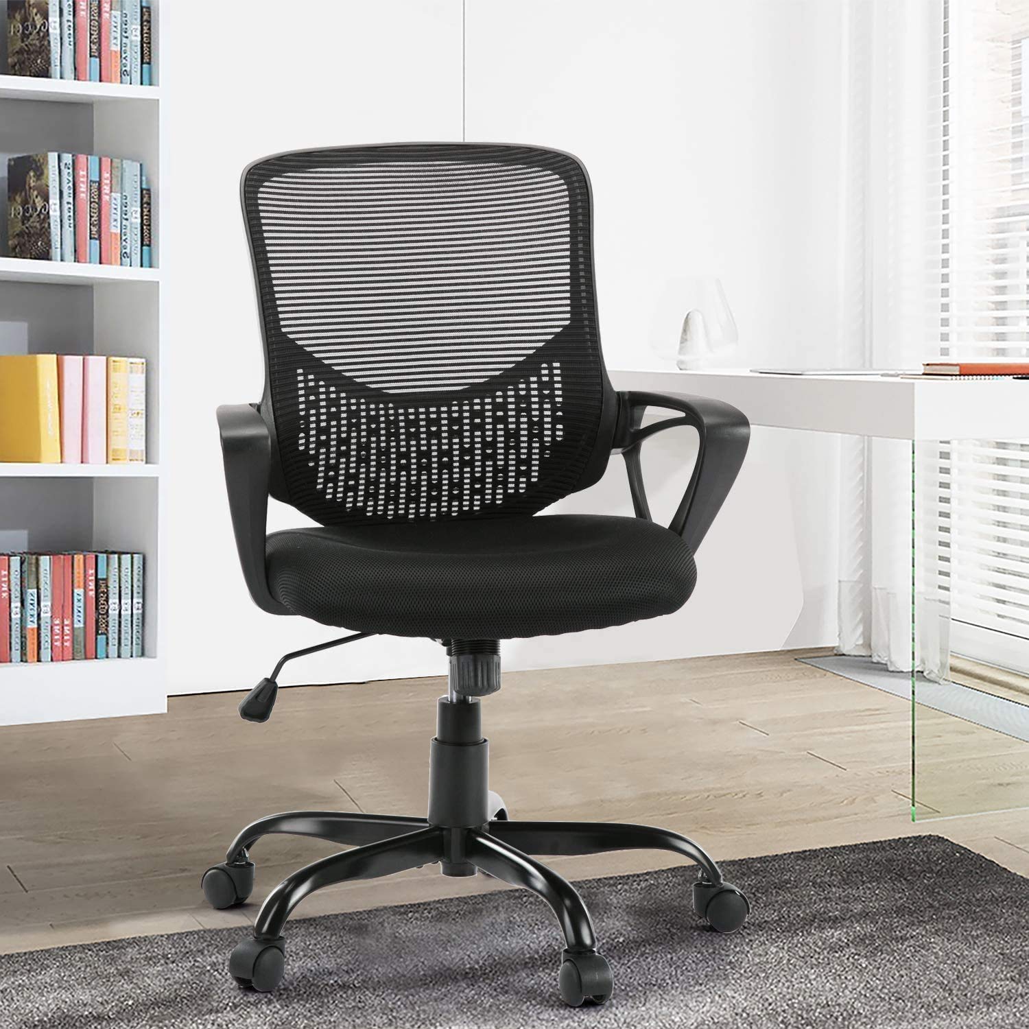 Photo 1 of Office Chair, Ergonomic Design Adjustable Rolling Swivel Mesh Desk Chair with Perfect Lumbar Support, Modern Style for Executive Tasks, Black