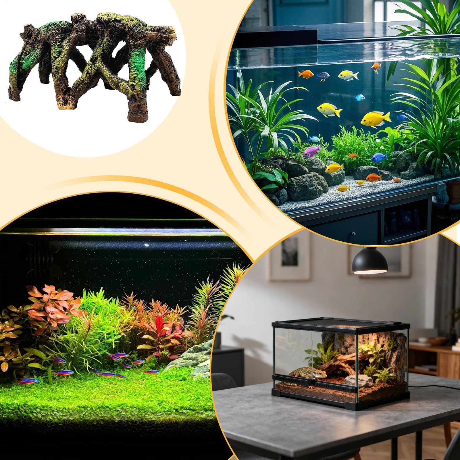 Generico Grotta per Pesce Betta Grotta Rettili a Forma di Radice Albero | Ornamento Artificiale per Acquario Per Allevatori, Appassionati, Principianti, Negozi di Pesca, Negozio, Casa, Ufficio,