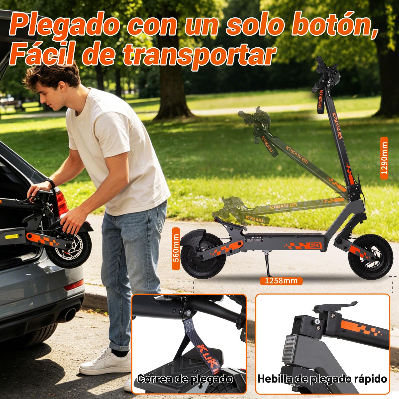G2 Patinete Eléctrico Adultos Homologado DGT - 55-65km Autonomía Batería 48V 15.6Ah, Doble Freno, Ruedas 10" Tubeless,Sistema de Doble suspensión Patinete electrico Unisex,IPX4,Carga 120KG