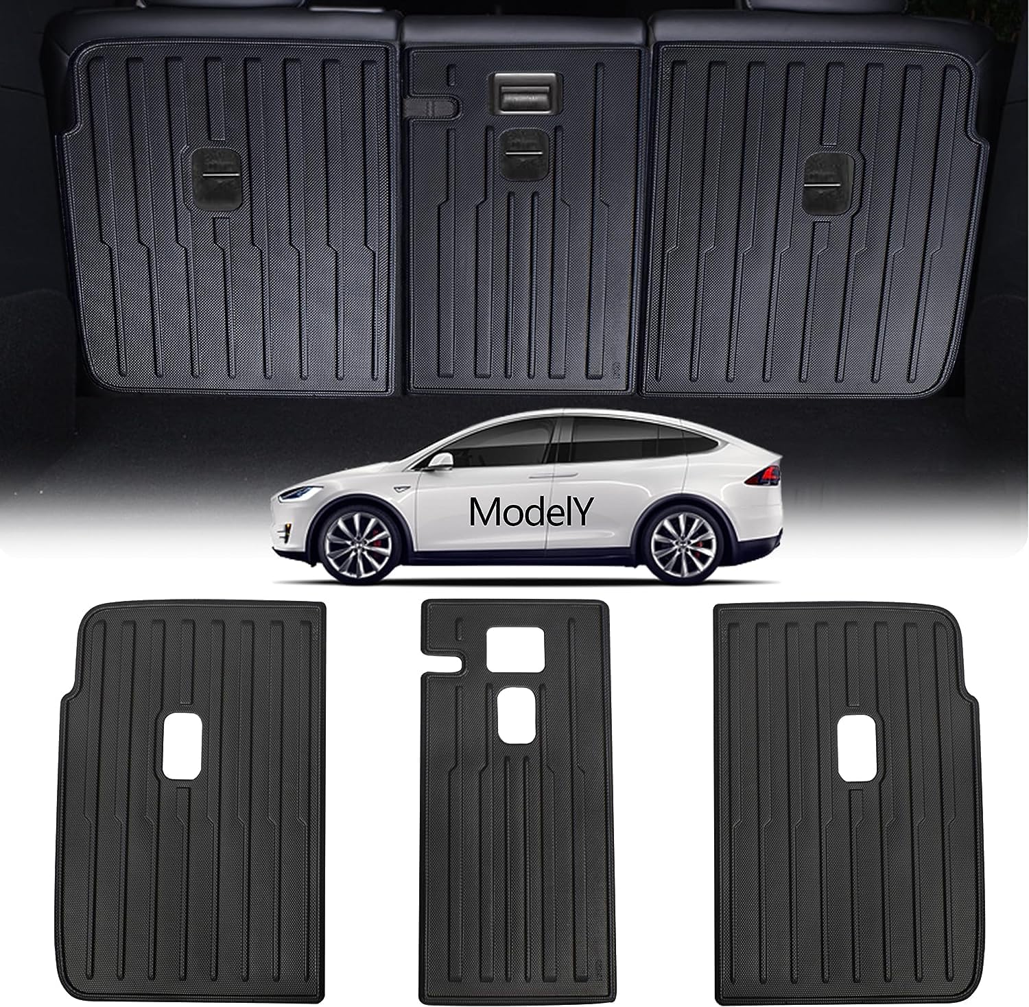 For Tesla Model Y Rear Seats Back Protector Anti-Kick Mats TPE Seat Cover Amp Trunk Mats Foot Pad Model Y 2022 2023 Ac I.902656243