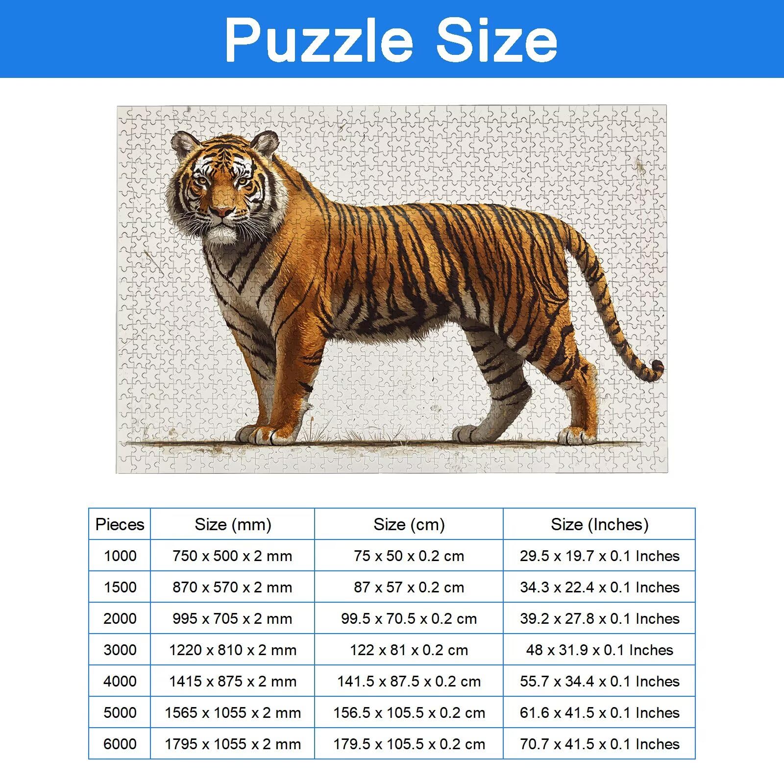 Puzzle 1500 Pièces Tigre, Puzzle 1500 Pièces Adultes et Enfants, Puzzles Bois avec Une Boîte d'emballage Exquise, Jeu Éducatif Puzzles Animal, Decoration Maison, Cadeau Femme, Cadeau Homme, -7105