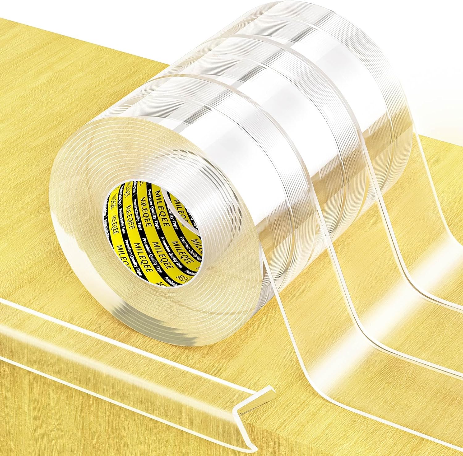 3Pack Clear Edge Protector Strip,1.57in x 16.4FT(49.2FT Total),Sharp Edge Wrap Cover Tape,Self Adhesive Protective Bumper Guards for Cabinet Door Desk Table Furniture,Kitchen Countertop,Waterproof