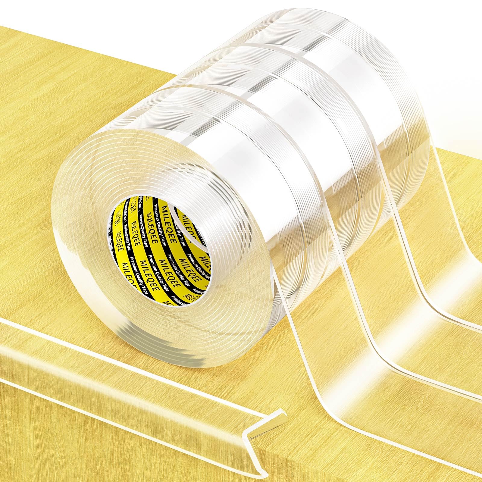 3Pack Clear Edge Protector Strip,1.57in x 16.4FT(49.2FT Total),Sharp Edge Wrap Cover Tape,Self Adhesive Protective Bumper Guards for Cabinet Door Desk