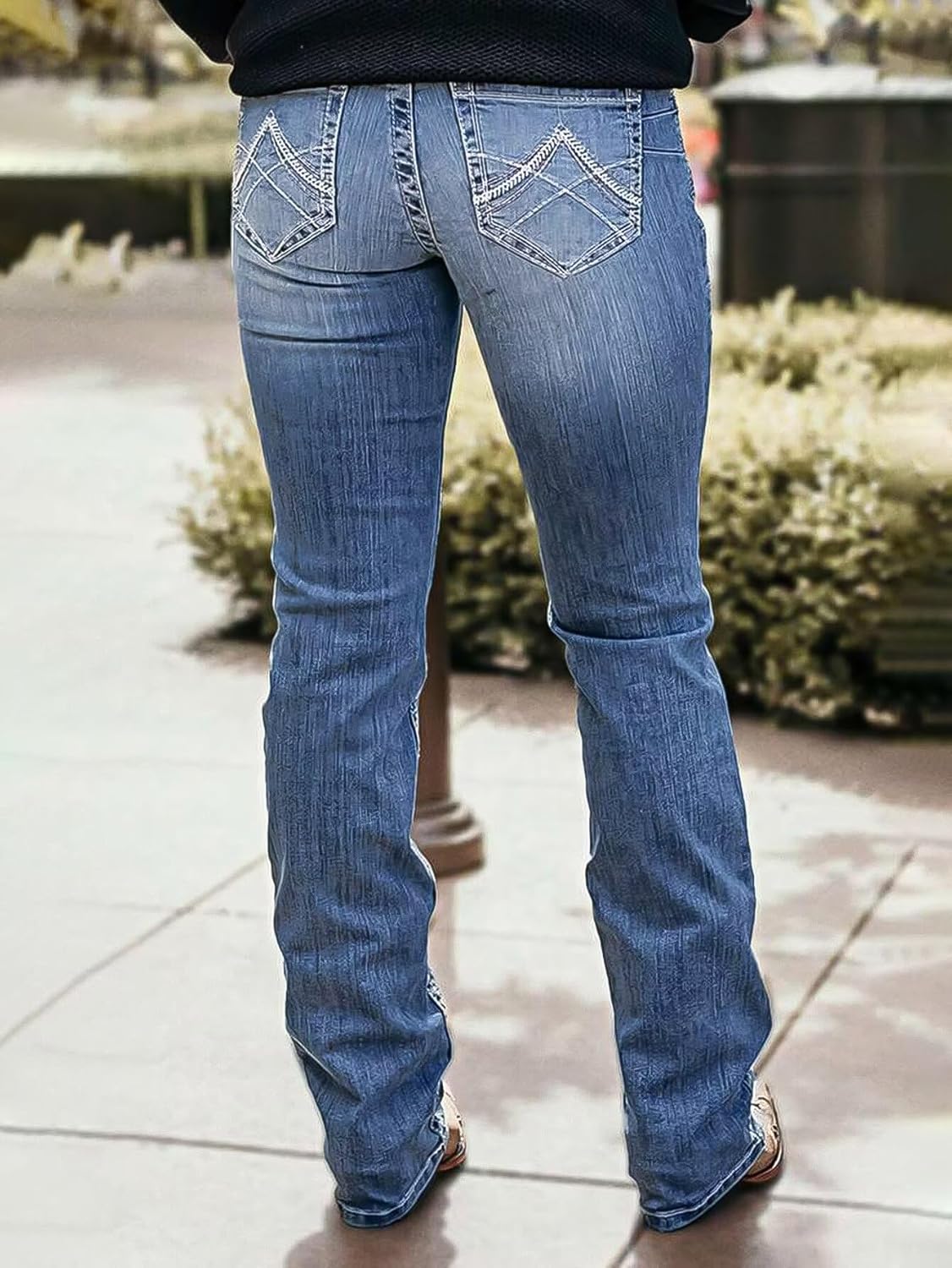 Flamingals Boot Cut Jeans for Women Mid Waist Tummy Control Trendy Flare Jeans Straight Denim Pants - Image 4