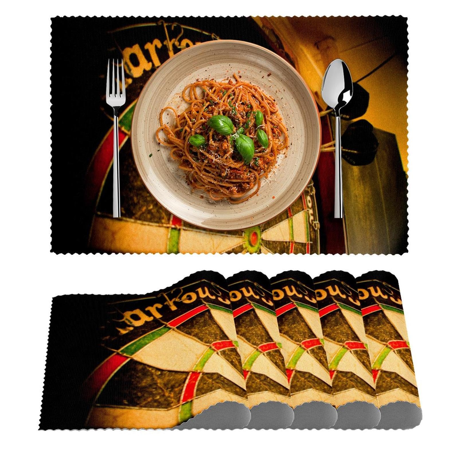Cool Sport Dart-Tischsets, waschbar, rutschfest, Wärmeisolierung für Küche, Esszimmer, Restaurant, 45,7 x 30,5 cm, 6 Stück