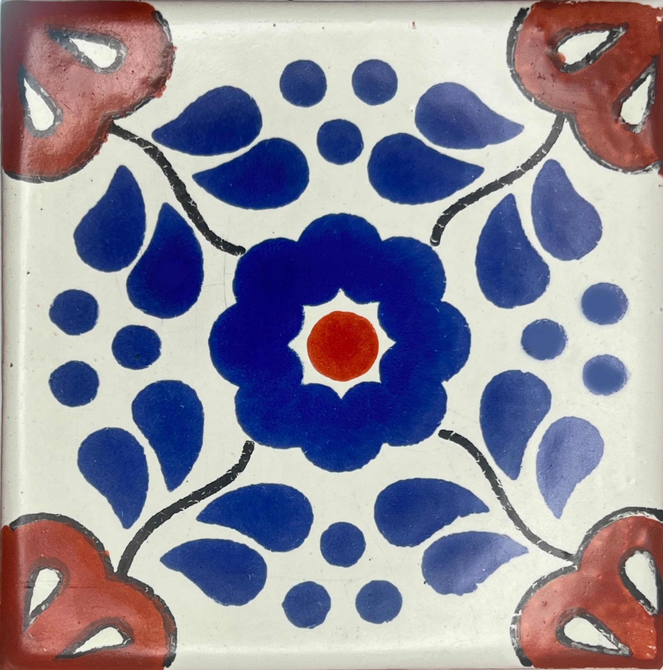 Ceramic Talavera Mexican Tile 4x4", 9 Pieces (NOT Stickers) A1 Export Quality! - EX25