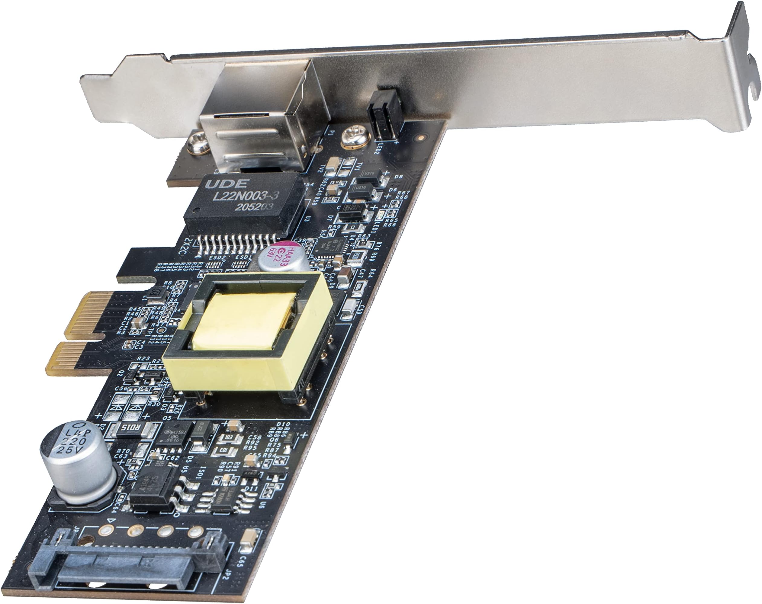 Akasa 2.5 Gigabit PCIe Network Card with PoE | PoE RJ45 LAN Port | 2500/1000/100/10 Mbps | PCIe 3.0 x4 or x8 or x16 slot | Support Low Profile Case | Built-in SATA Power Connector | AK-PCCE25-02