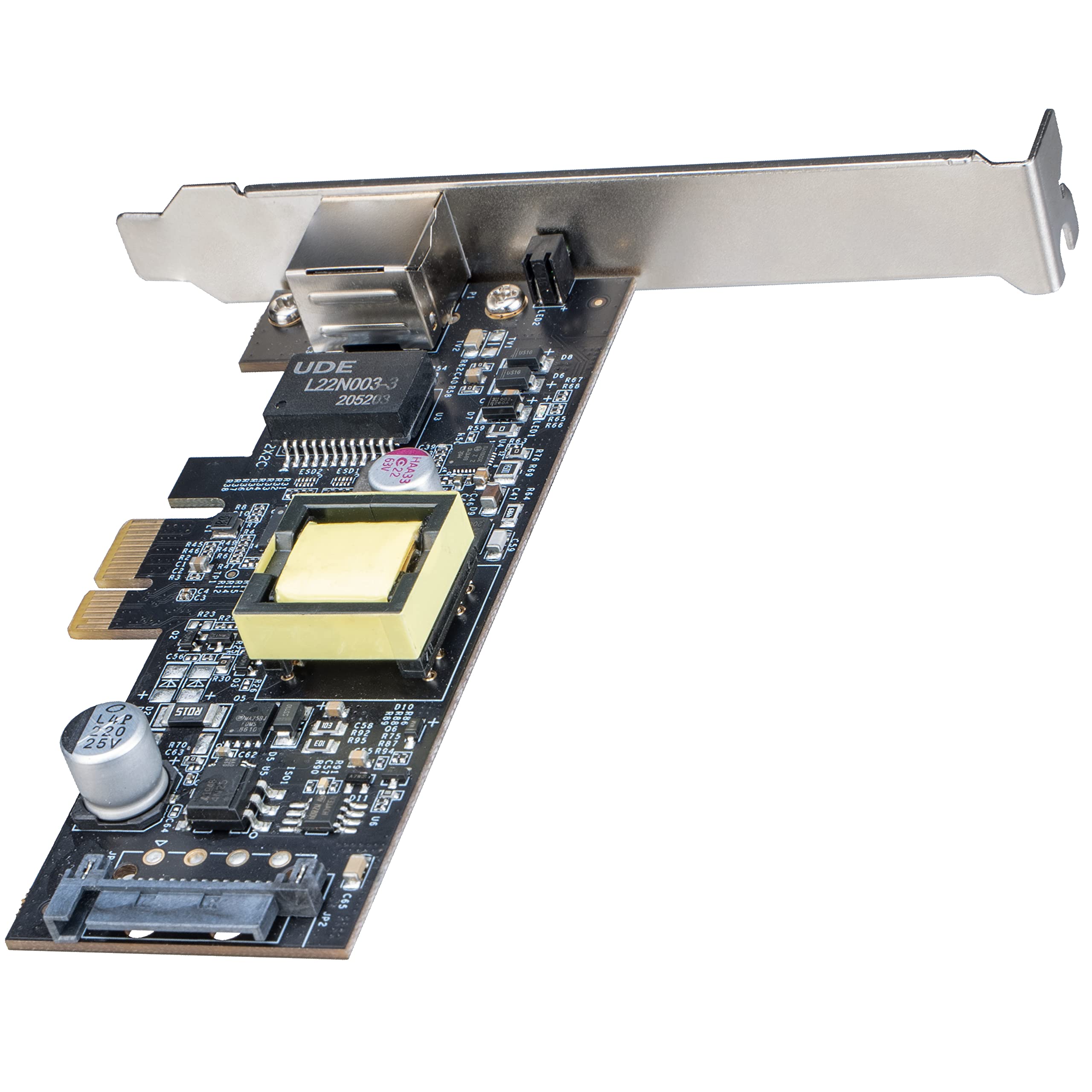 Akasa 2.5 Gigabit PCIe Network Card with PoE | PoE RJ45 LAN Port | 2500/1000/100/10 Mbps | PCIe 3.0 x4 or x8 or x16 slot ​| Support Low Profile Case | Built-in SATA Power Connector | AK-PCCE25-02
