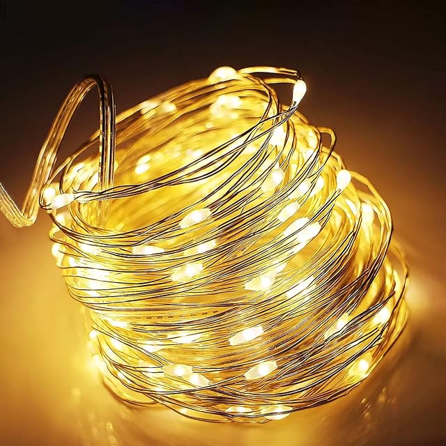 Suright Fairy Lights, 2 Pack 12M String Lights Battery Operated, 120LEDs Waterproof Outdoor Indoor Copper Wire Firefly Light for Bedroom, Wall, Wedding, Birthday, Party, Christmas - Warm White