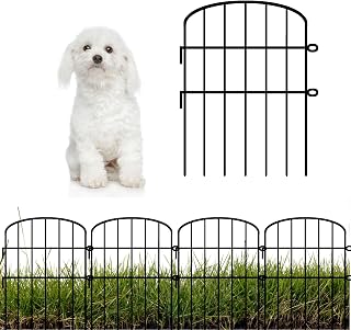 ShopLaLa Garden Fence (10 Panels) 12in(L) x 16.5in(H) Animal Barrier Fencing for Dogs, Rustproof Metal Wire Decorative Flower Bed Edging for Landscape Patio Outdoor Decor, Tall Large Yard Black Fences