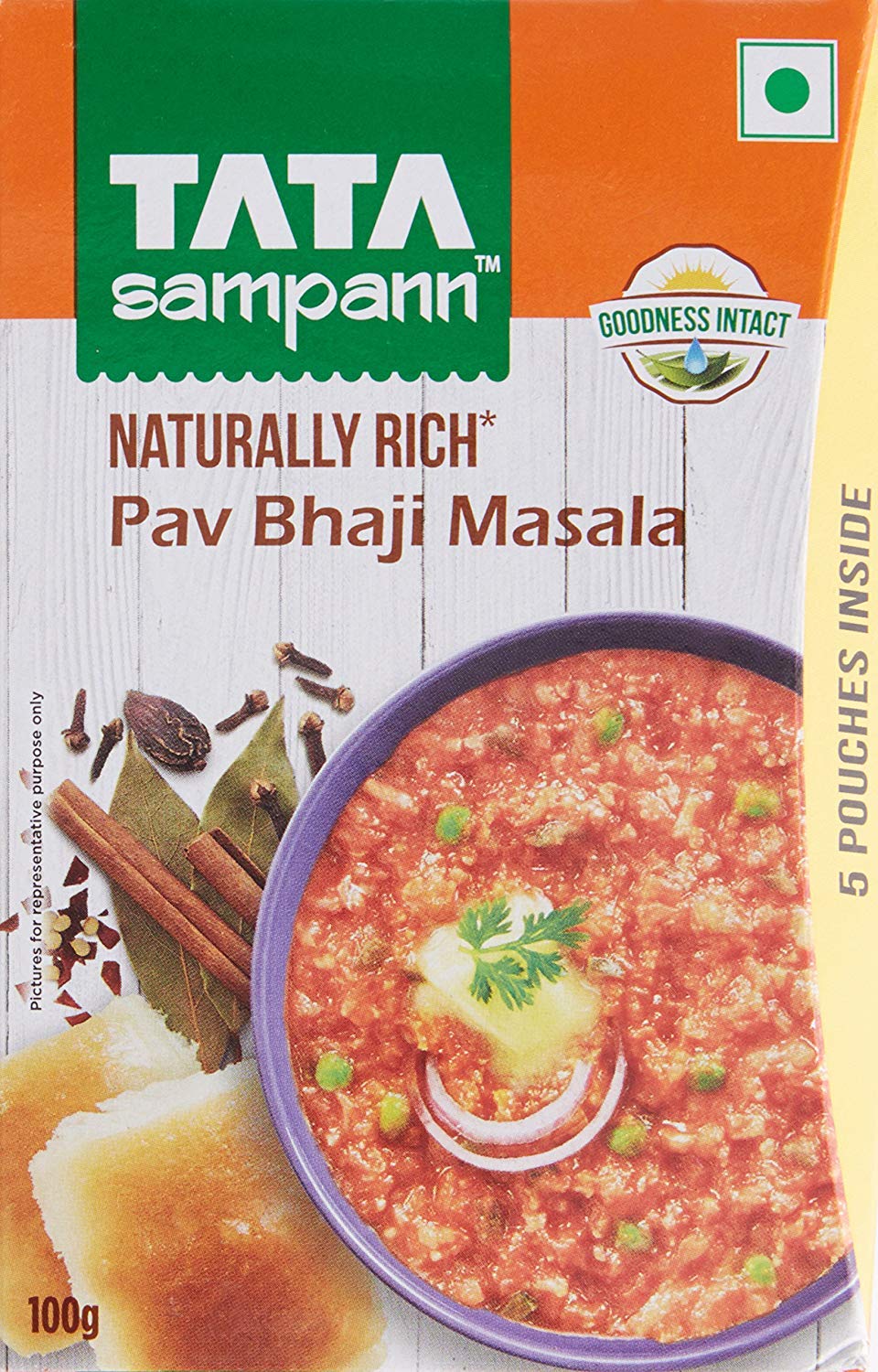 Tata Sampann Pav Bhaji Masala, 100g best spice of India - By Ethnic choice