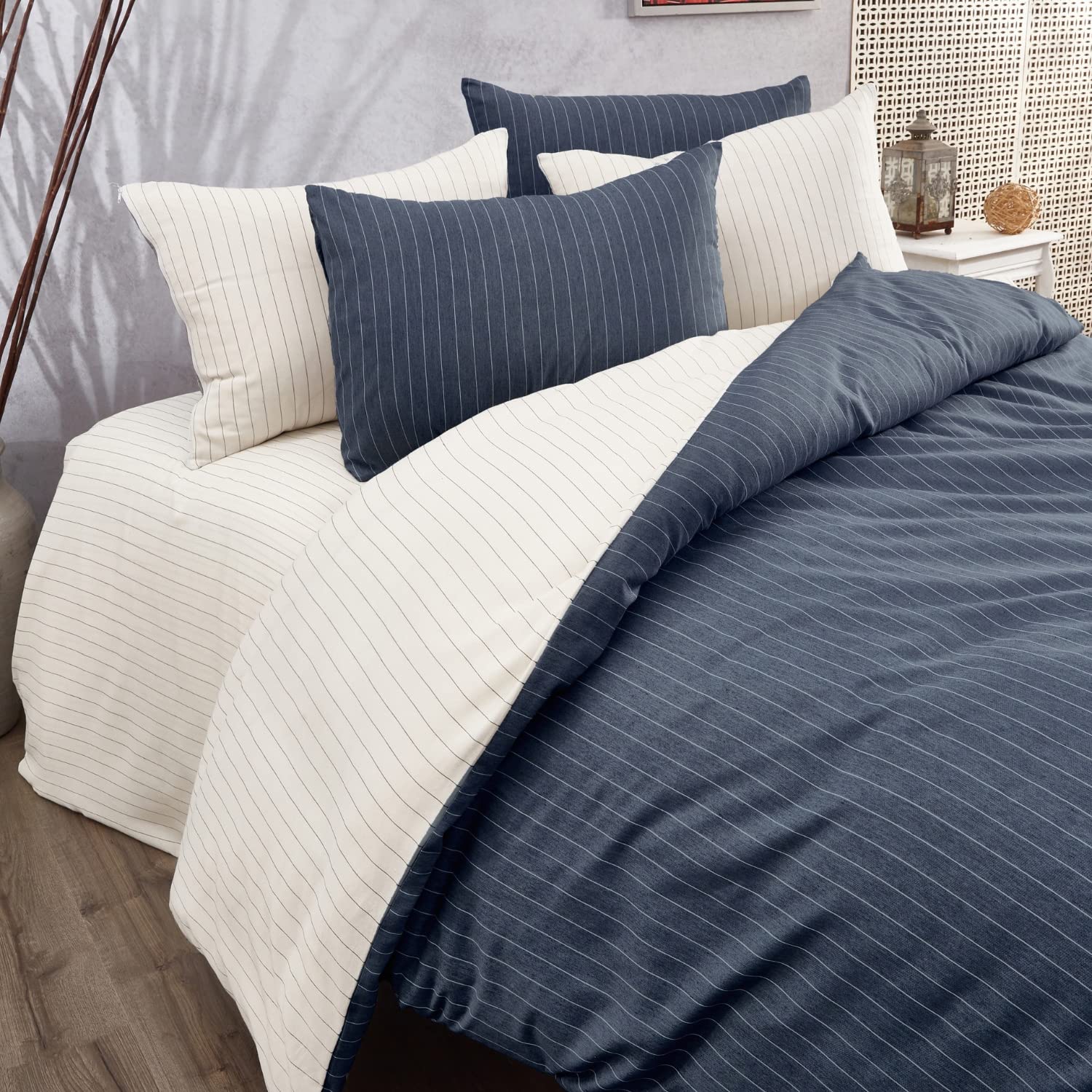 Seralino Set di biancheria da letto 155 x 220 + 80 x 80 cm, beige