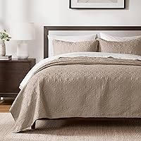 Vista 11 de Madison Park Juego de edredón reversible de damasco acolchado, edredones rellenos de algodón, para todas las estaciones, edredón grande y cálido