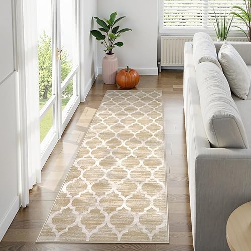 Miniatura 3 de Lahome - Alfombra marroquí, lavable, 2 x 6 pies, con reverso de goma, decorativa, suave, antideslizante, de color gris pardo, envejecida y moderna,