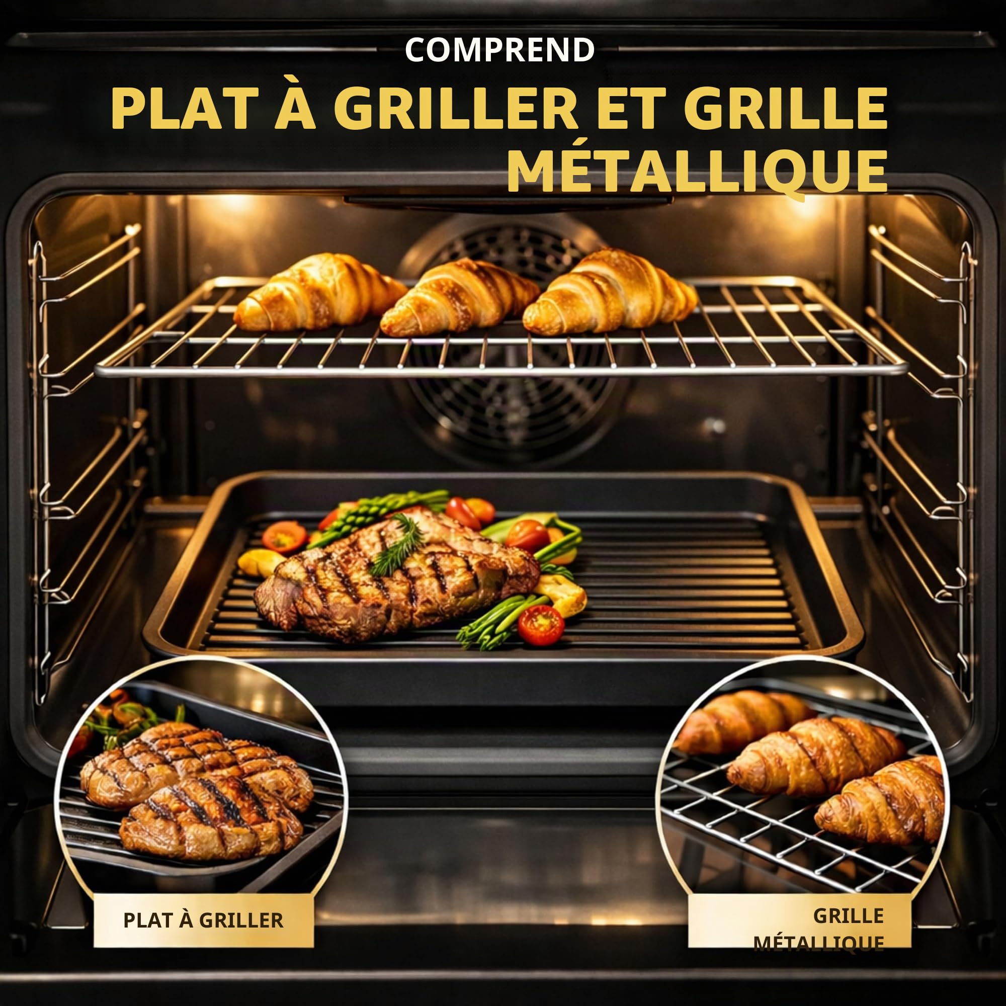Teknix BITK263GSX Four Intégré Gaz 60cm - Intégré avec une capacité de 63L - GPL Convertible - Minute Minder Mécanique - Double vitrage - Acier inoxydable, L59,5 x H59,5 x P55,0 cm