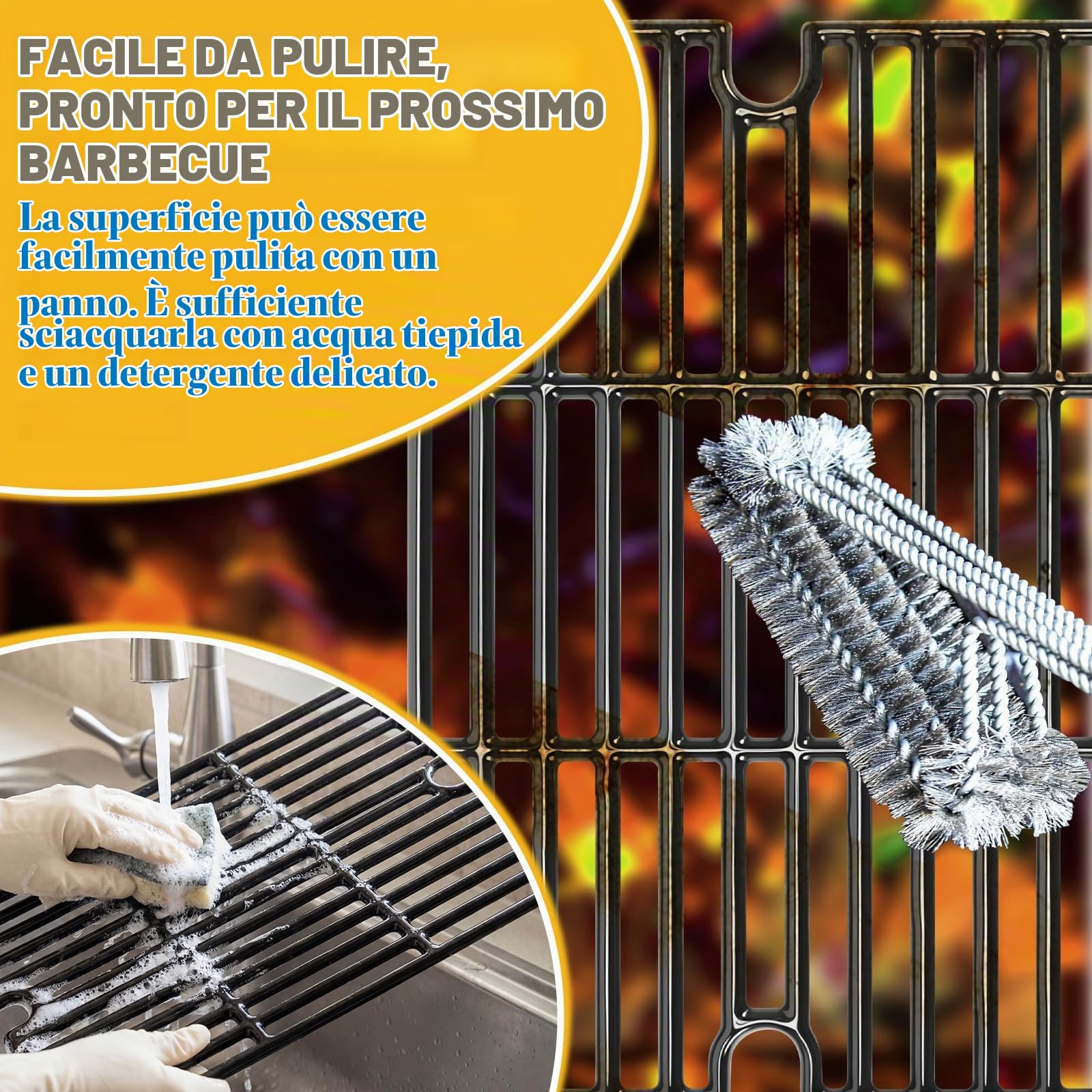GFTIME Griglia in ghisa 42 x 55 cm, griglia smaltata per barbecue a gas e carbone, ricambio in ghisa per Tepro Toronto, Taino Hero XL, Aktiva Angular, EL Fuego Montreal, 2 pezzi
