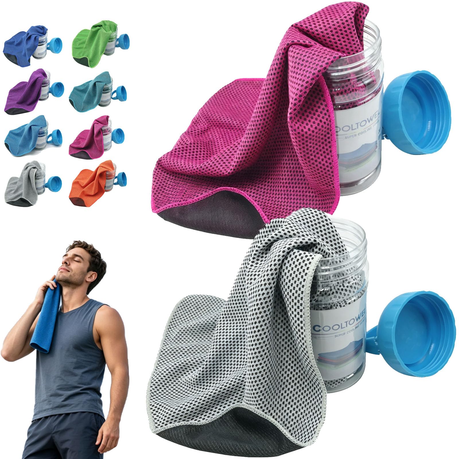 2PCS Cold Sweat Towel,Absorbent Quick-Drying Gym Cooling Towels for Neck Hot Weather,Instant Cooling Towels Reusable & Soft for Yoga,Golf,Gym,Travel & Outdoor Activities (C)
