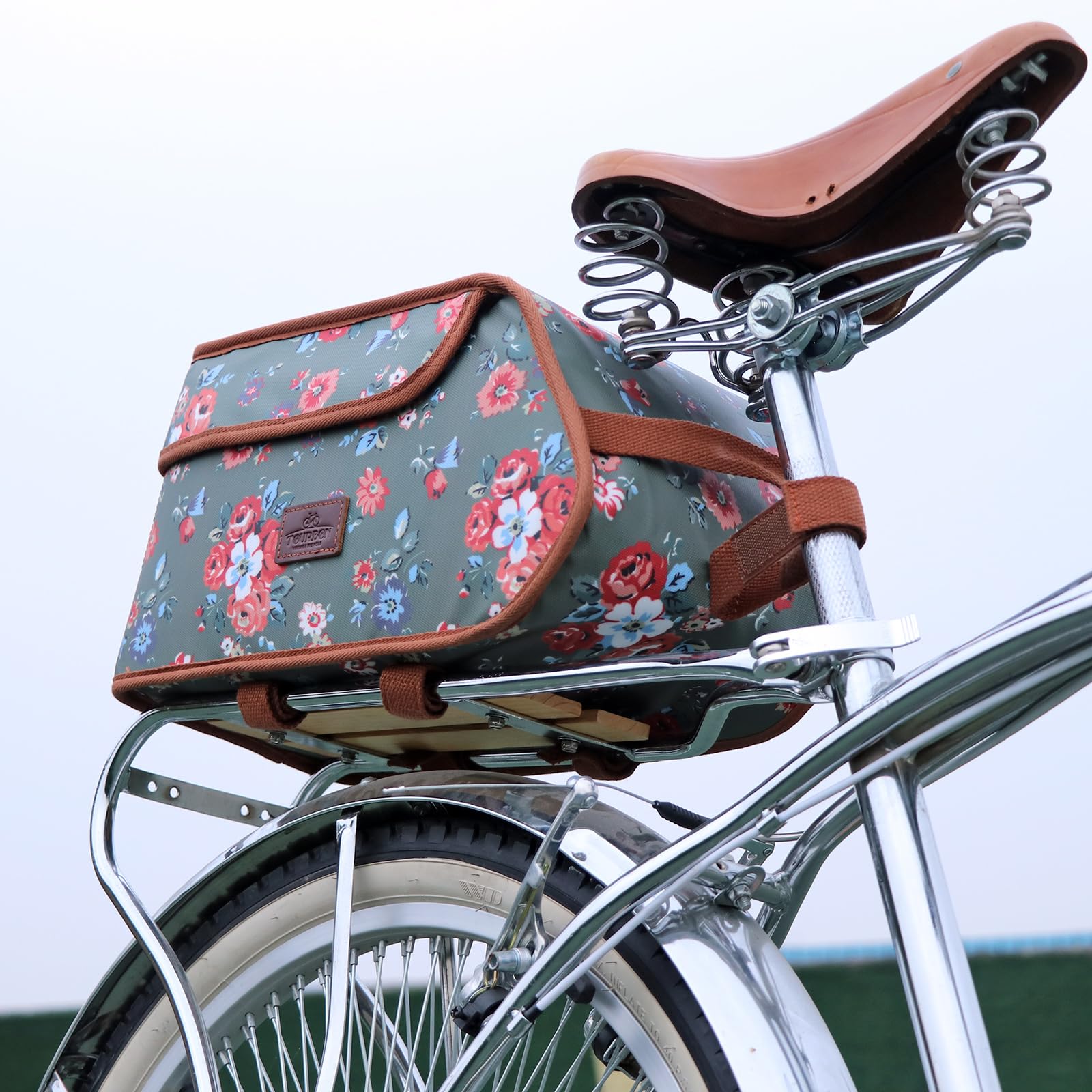 Sacoche de vélo en Toile imperméable pour Porte-Bagages arrière de vélo, Sac Isotherme pour Transporter des Aliments à emporter, boîte de Livraison de Nourriture Verte