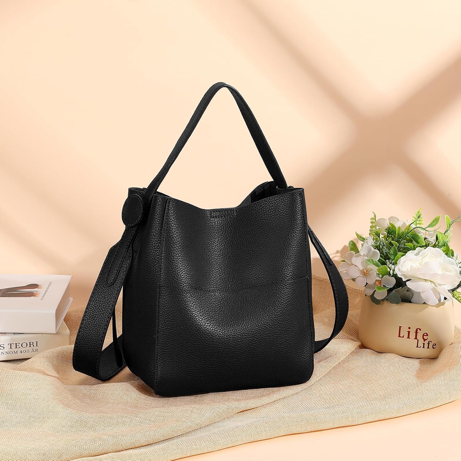 SENDEFN Leather Hobo Bag for Women Crossbody Purse with Shoulder Strap Crossbody Bag Shoulder Top Handle Handbags for Work - Image 3