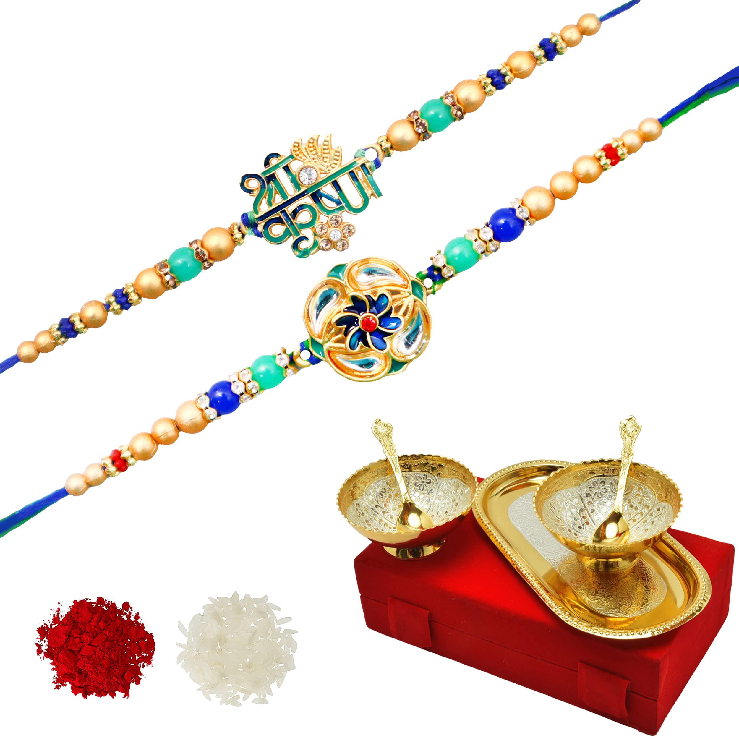 JAIPUR ACE Premium Rakhi for Brother with german Silver And Gold Plated Bowl Set Gift | Express Love with this Premium Rakhi Combo set for Bro/Brother/Bhaiya/Bhai For Unisex Adult (B0B2YMFD2M) Amazon Price History, Amazon Price Tracker