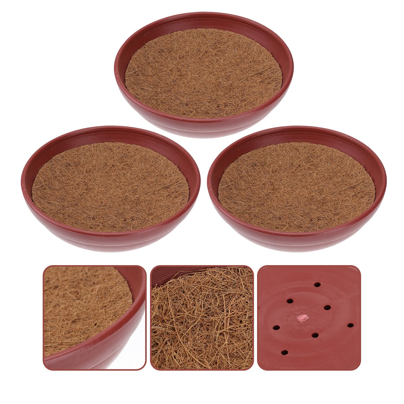 Didiseaon Nids de Pigeons Voyageurs et Pots à Œufs, Lot de 6 Pièces 3 Tapis en Fibres de Palmier et 3 Pots Imitation Argile Violette, Matériel D’Élevage pour Volière