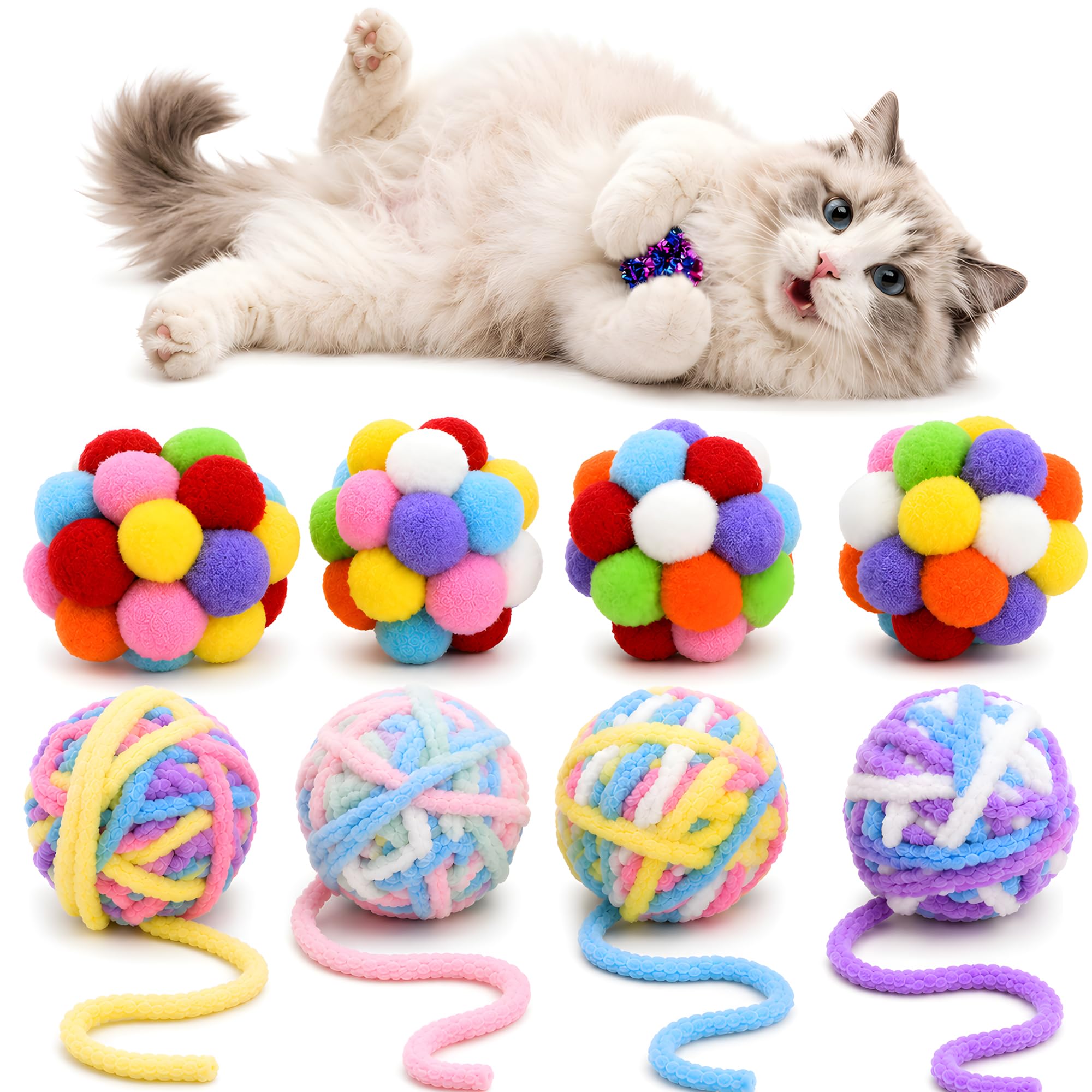 Cat Toy Balls with Bell and Crinkle Sounds 12 Pack