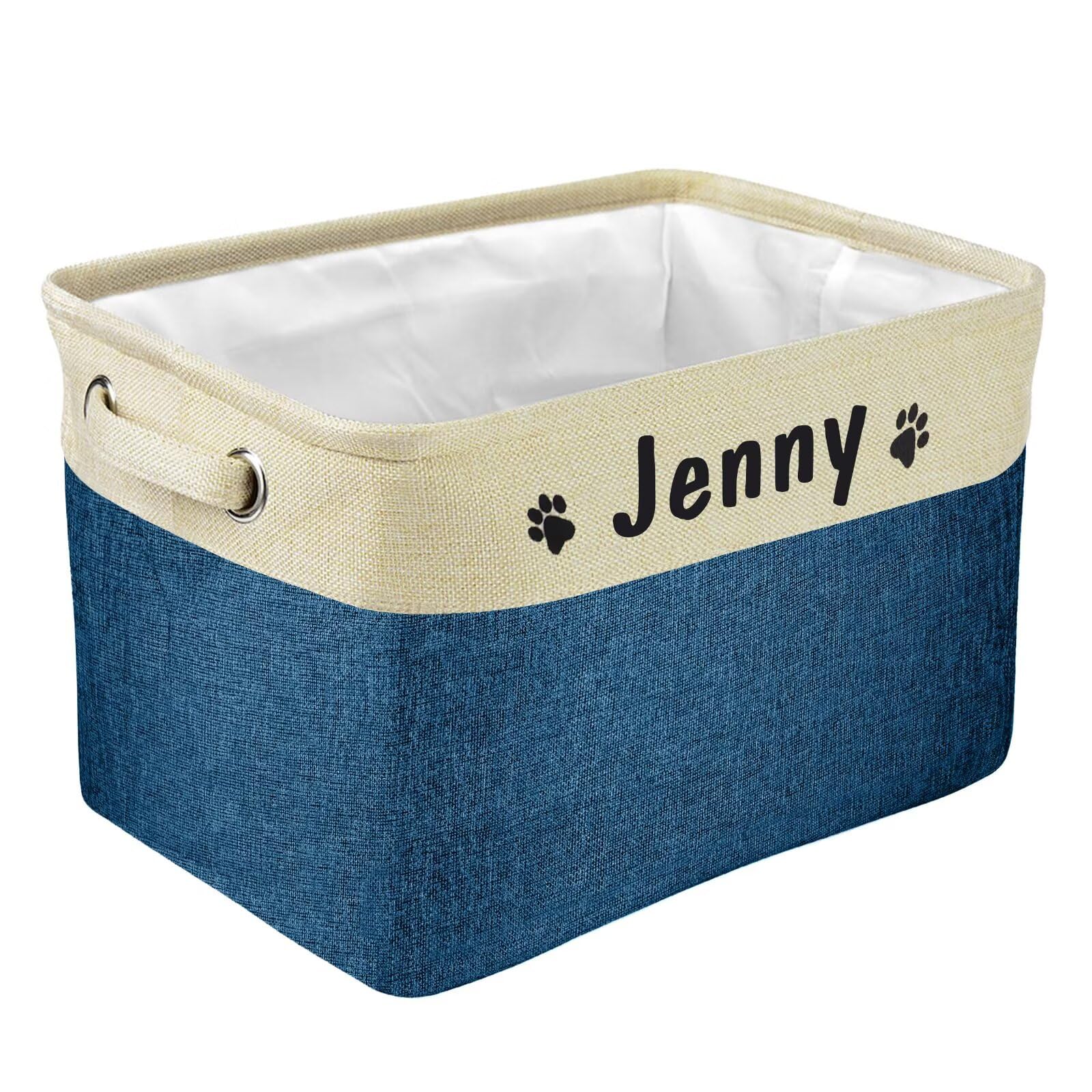 PET ARTIST Collapsible Dog Toy Storage Basket Bin with Personalized Pet's Name - Rectangular Storage Box Chest Organizer for Dog Toys,Clothing,Apparel