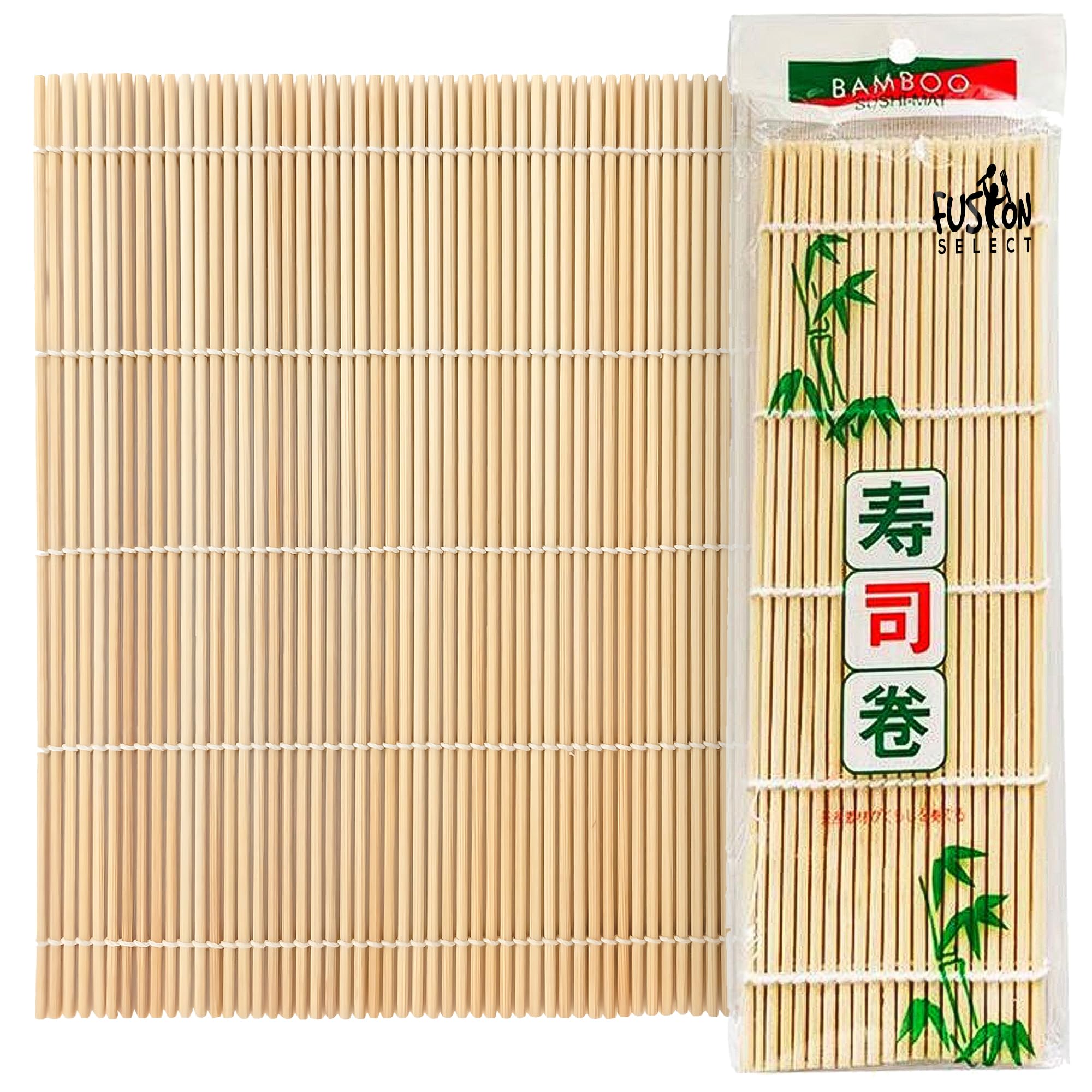 1 Pk Bamboo Sushi Mat - Sushi Roller Mat for Making, Shaping & Molding Sushi Roll & Kimbap - Food-Safe Sushi Making Supplies, Tools & Accessories - Made of Natural Bamboo - 9.5x9.5