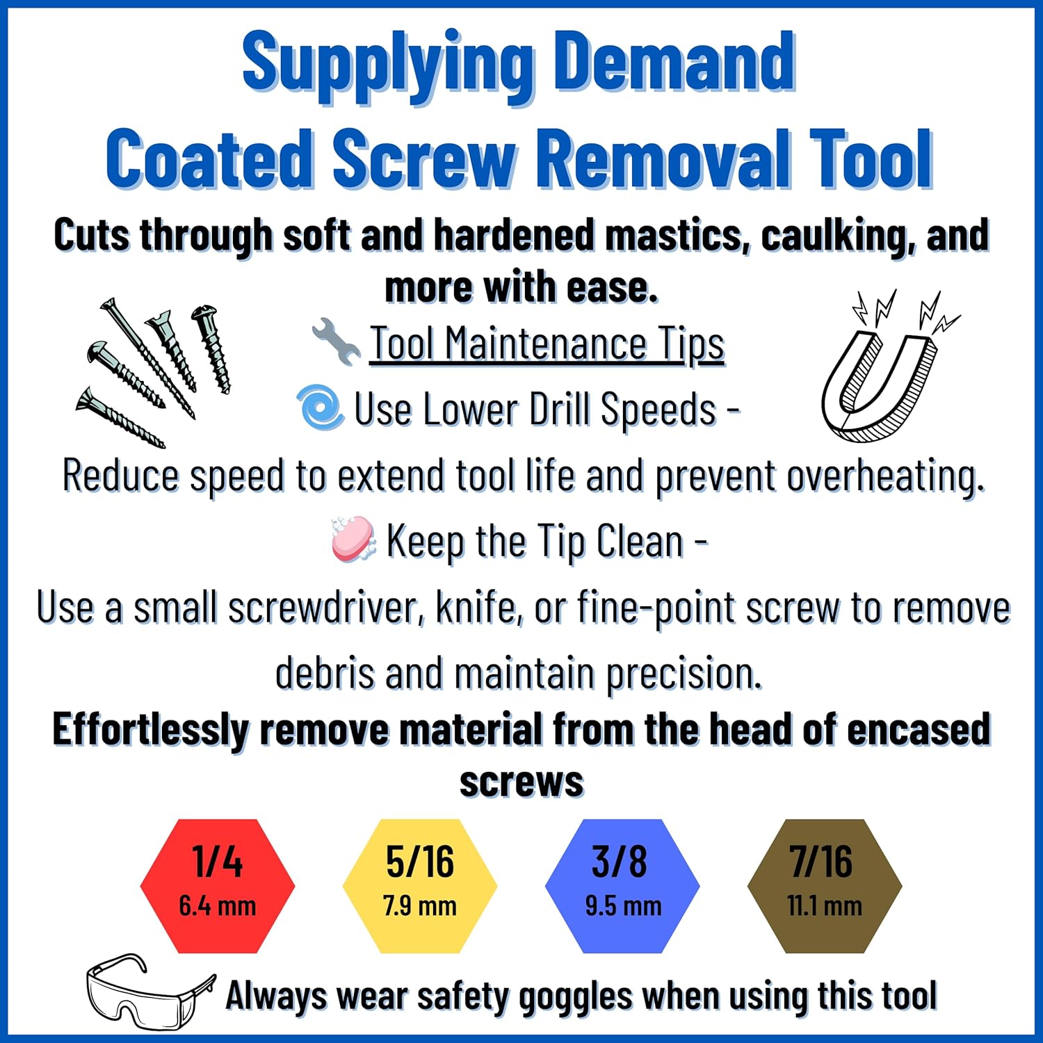 Supplying Demand PBF01-2PK HVAC Coated Screw Removal Tool - 1/4" | 5/16" | 3/8" | 7/16"
