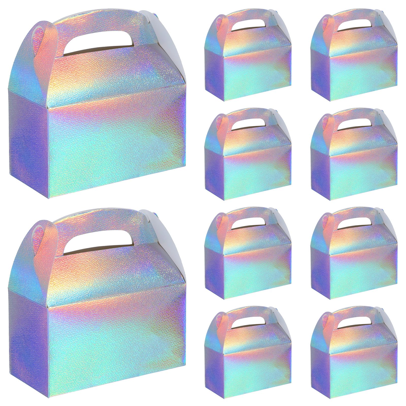 Abeillo Lot de 48 boîtes à dragées irisées – Boîtes à friandises holographiques arc-en-ciel, boîtes à bonbons, boîtes à pignons pour fête d'anniversaire, mariage, Noël