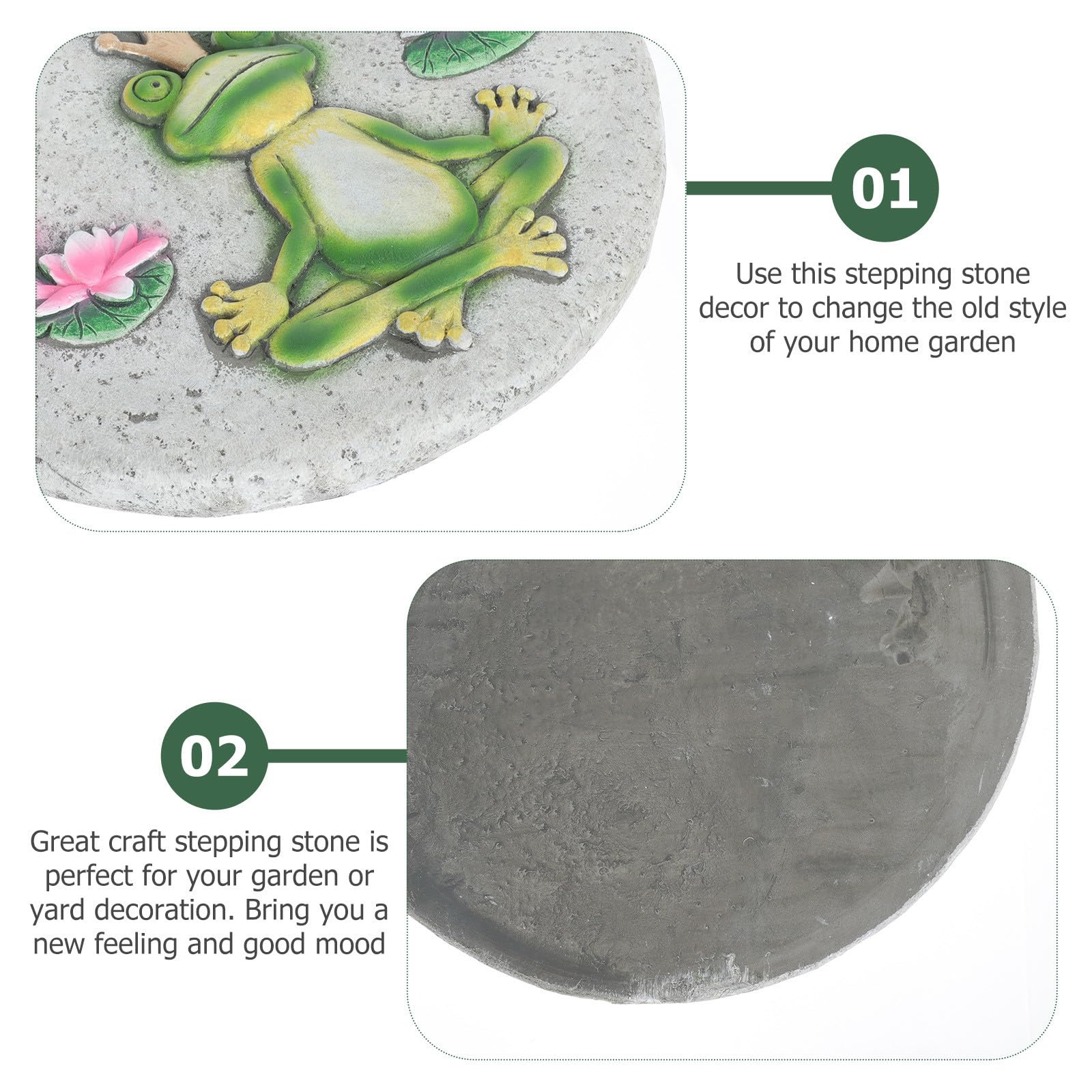 Pierre de Gué Décorative en Ciment, Motif Grenouille pour Jardin