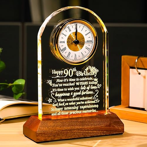 Miniatura 15 de Ornalrist Reloj de cristal de feliz cumpleaños 70 para mujeres y hombres, regalo de cumpleaños de 70 años para mamá, papá, reloj de cuarzo giratorio