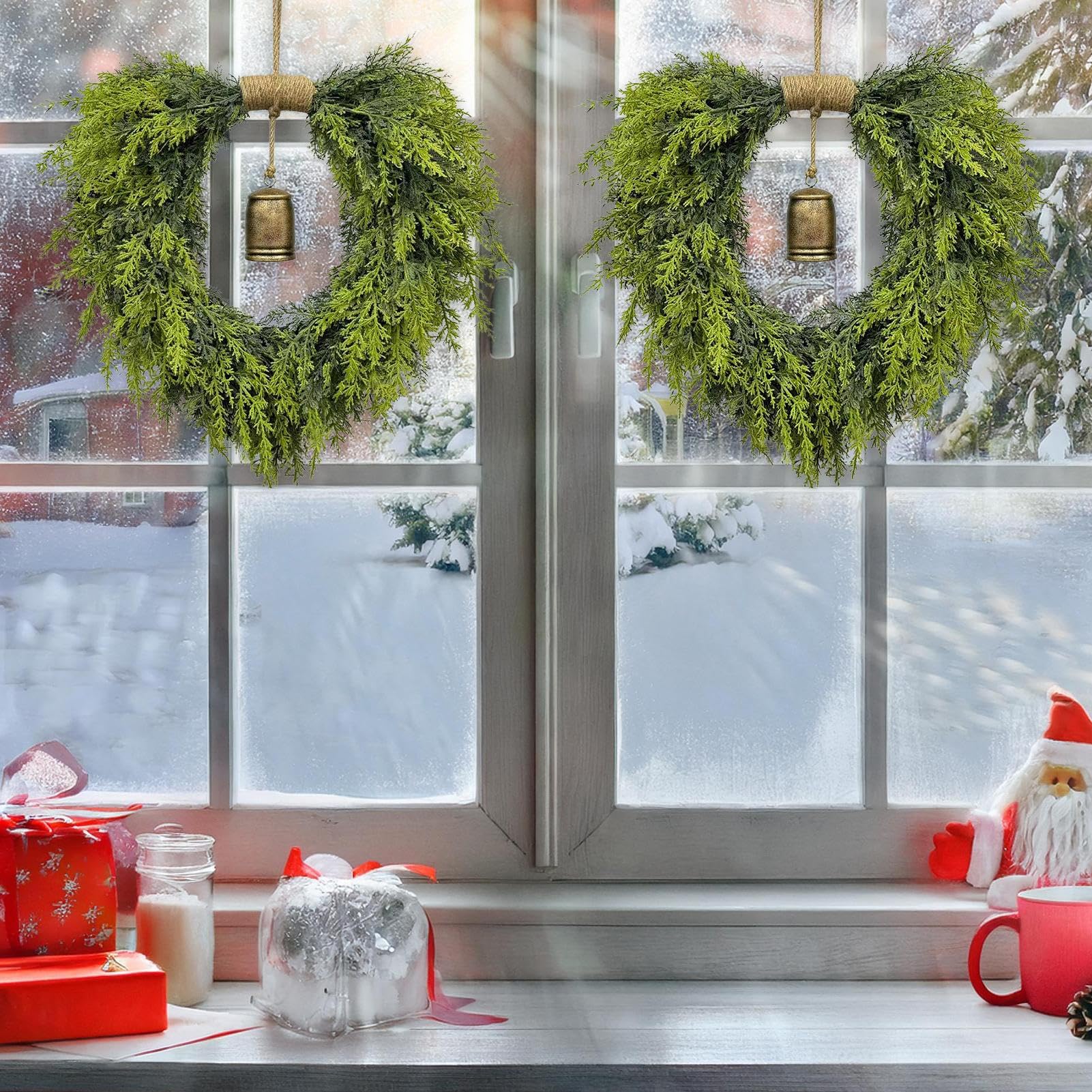 Decoraciones de Navidad | 50 cm – Christmas Front Door Artificial Wreath | Garland – Campanas, Festive Holiday | para puerta frontal Fireplace Wall Festival Home