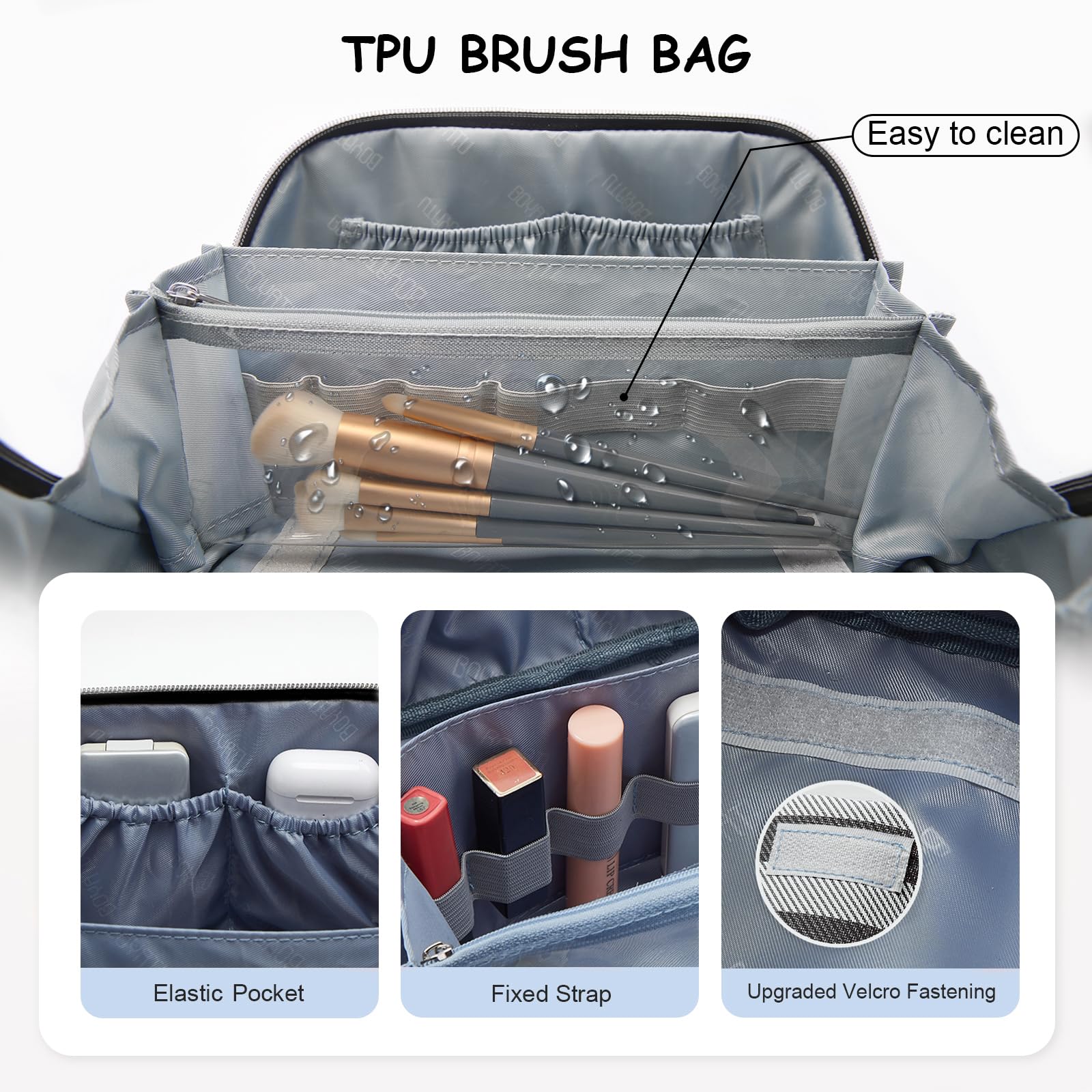 BOYATU 3-Piece Travel Makeup Bag Set with Compartments