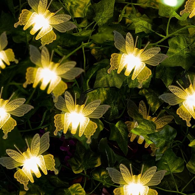 GloBrite 10 LED Butterfly Solar String Lights Outdoor Decorative Garden Waterproof Light - Warm White LED