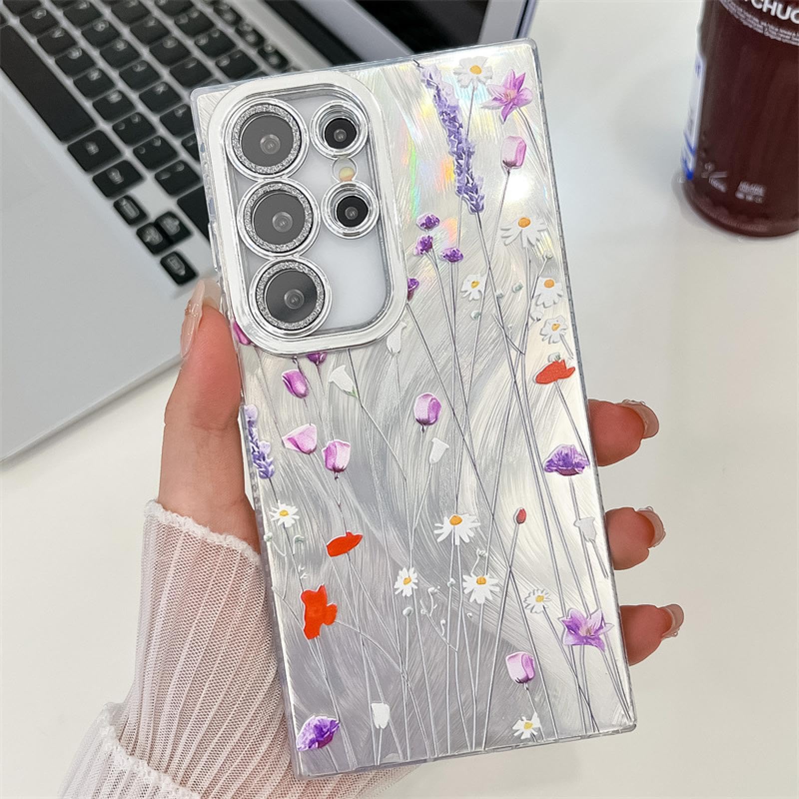 Coque Samsung S24 rigide contre rayures motif floral