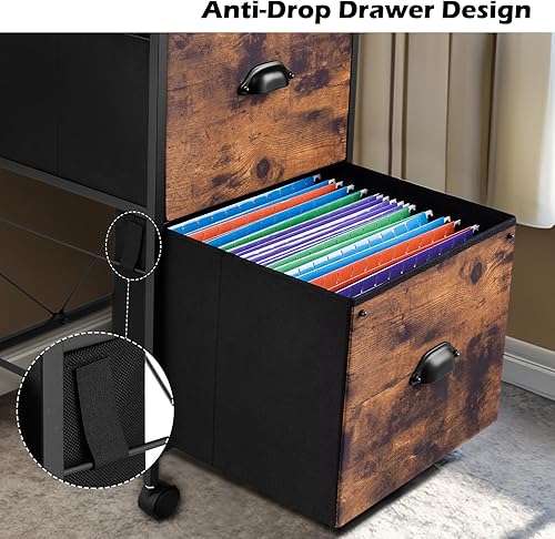 Miniatura 5 de TOPSKY Archivador móvil, archivador vertical de tela para tamaño carta (negro, 2 cajones)