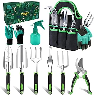 Garden Tools - Herramientas de jardinería de aluminio a prueba de óxido con bolsa organizadora, juego de herramientas de jardín duraderas, regalos de jardinería para mujeres y hombres