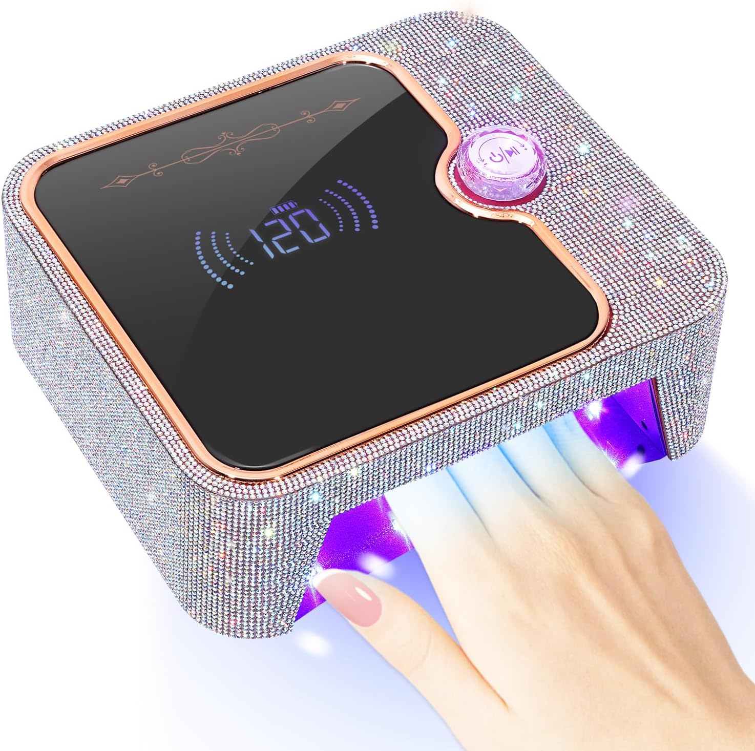 UV Light for Nails, Rechargeable UV Nail Lamp, Fast Nails Dryer Curing Lamp, Gel Nail Polish UV Light, 0-120S Arbitrary Timing, for Salon & Home