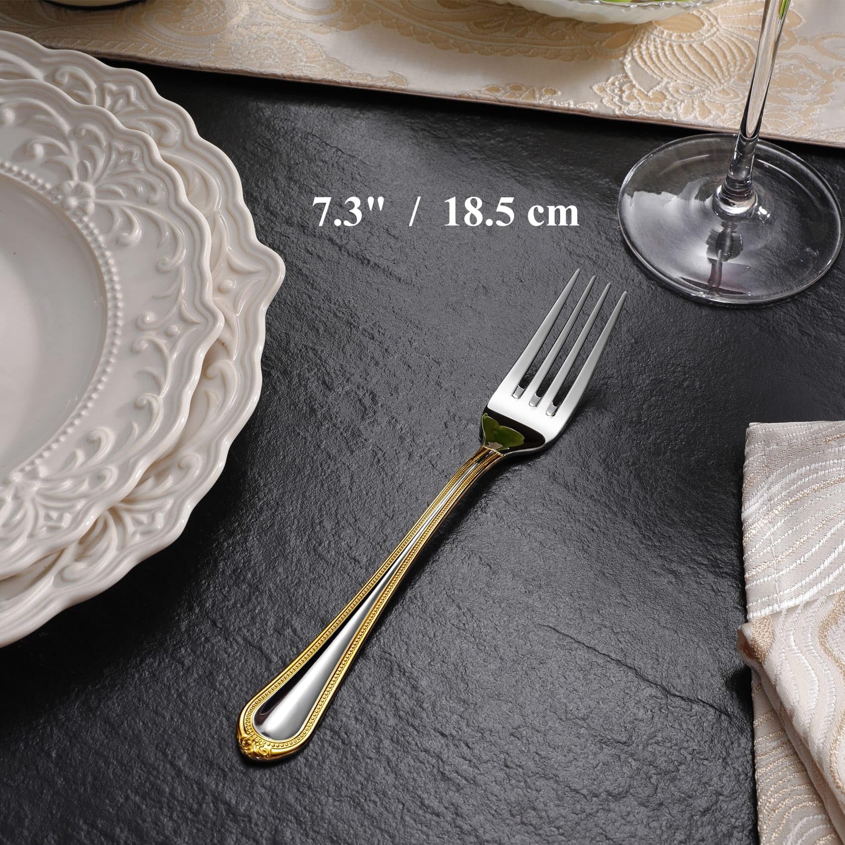 KEAWELL Premium Pearl Edge 4-Piece 7.3-Inch Fork Set (4, 7.3" Salad Forks) — Amazon image 3