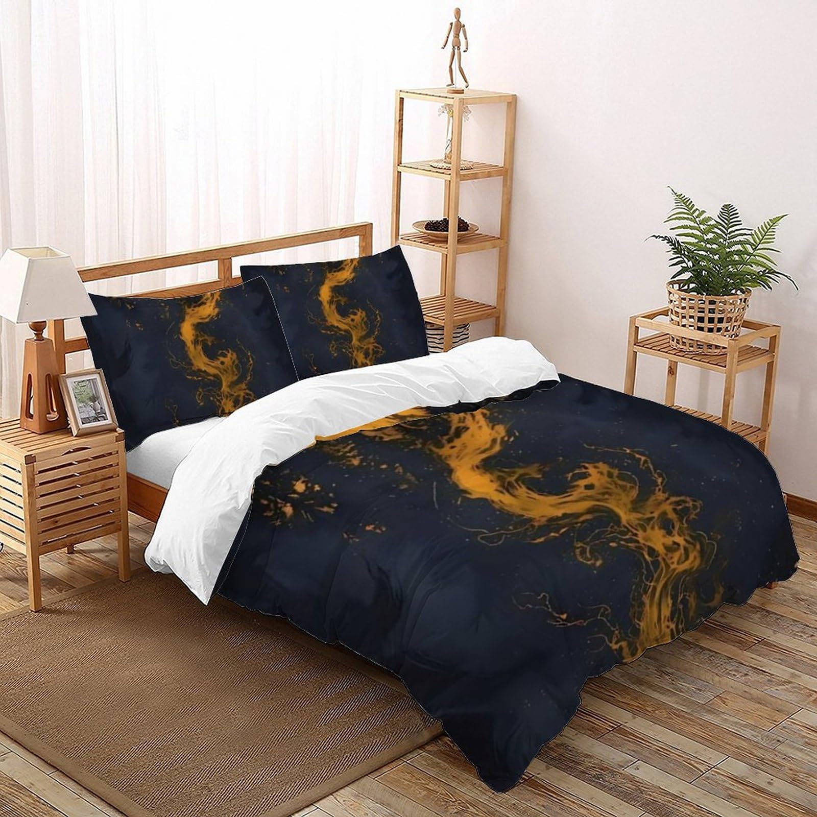 Housse de couette double forêt et plantes 3D pour une chambre de fille