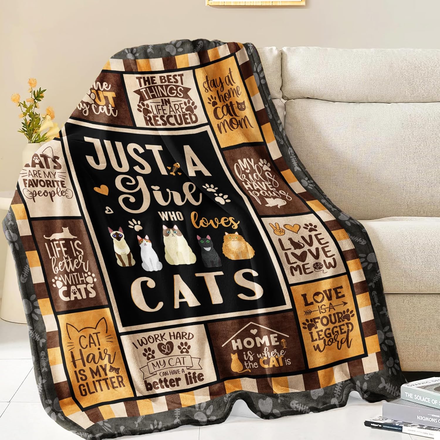 Cat Mom Gifts Blanket 60" x 50" - Cat Lover/Lady/Owner Gifts for Women/Girl - Cats Themed Presents - Image 4