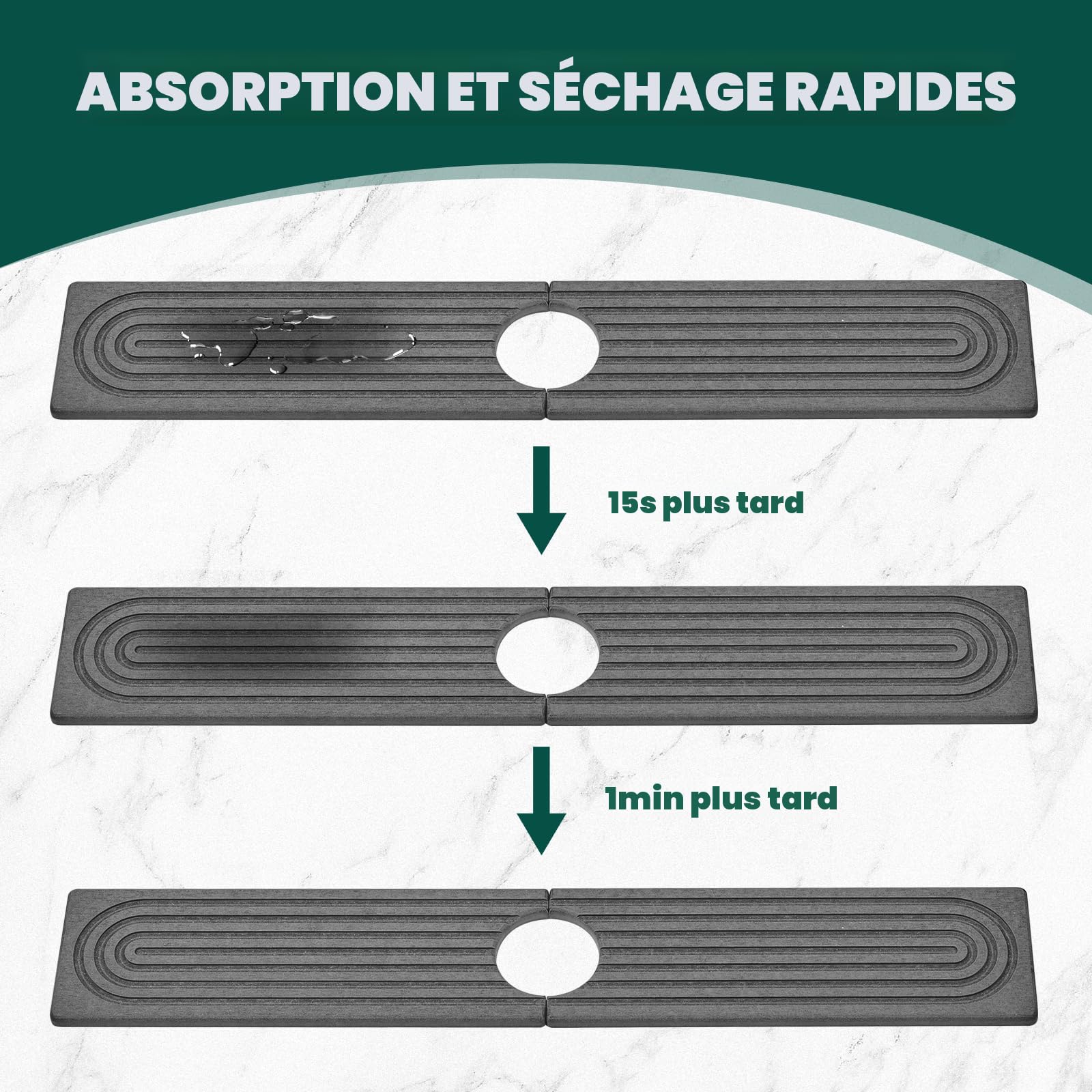 Tapis De Robinet En Terre De Diatomée, 45x10cm Tapis Robinet