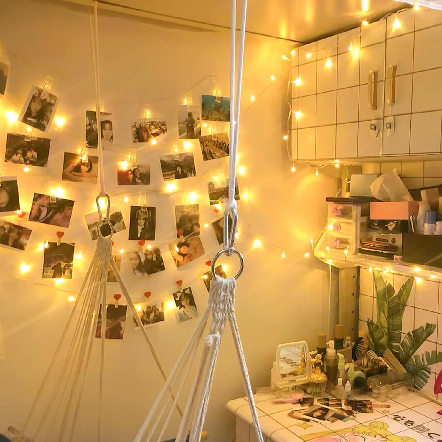 String Lights Indoor Bedroom, 33FT 100 LED Fairy String Lights Outdoor Waterproof, 8 Modes Memory Twinkle Christmas Light Plug in for Classroom Dorm Patio Tree Garden Decor(Warm White)