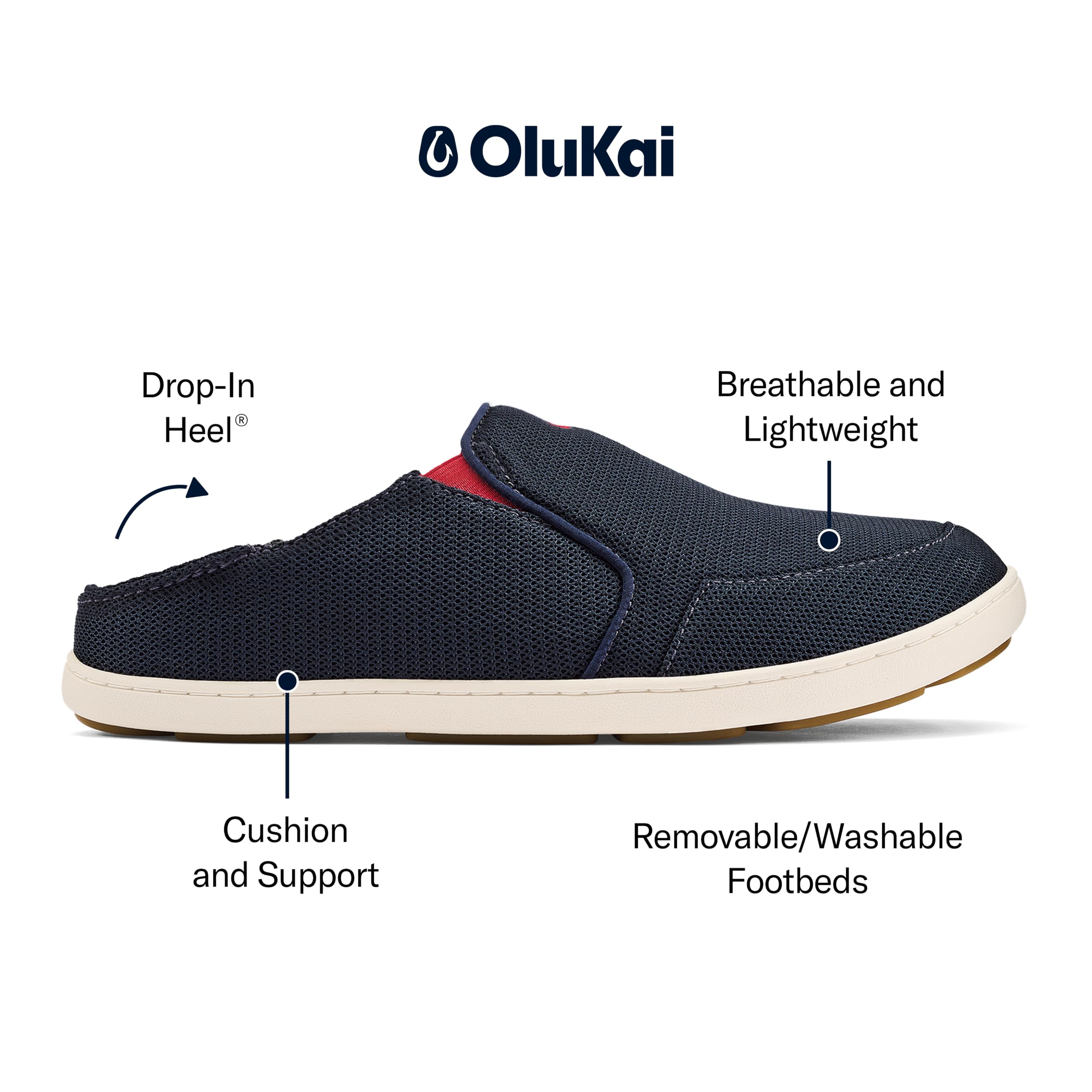OLUKAI Nohea Mesh Shoe - Men's Carbon/Deep Red 12