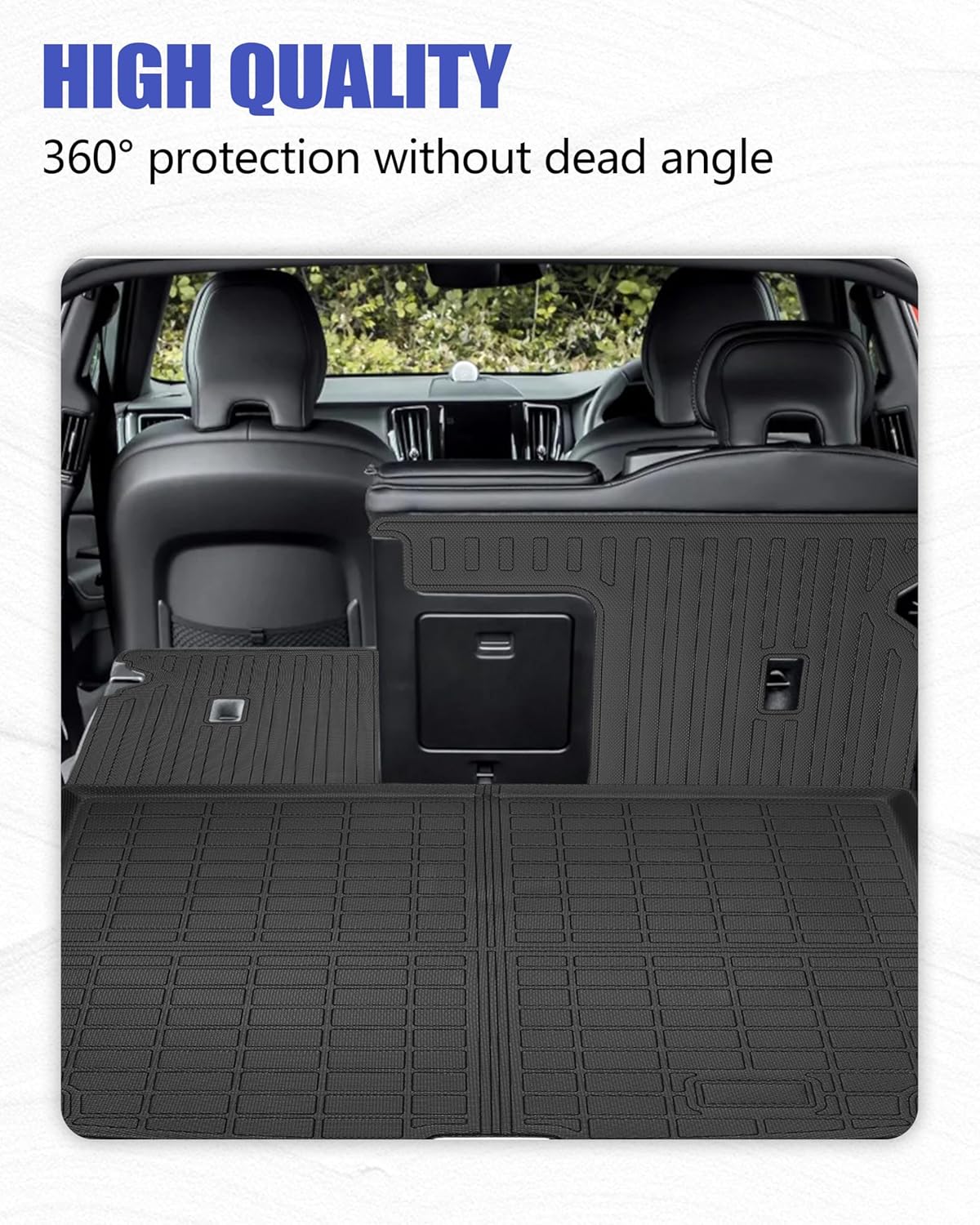 Cargo Liners Backrest Mat for Volvo XC60 Accessories 2018-2025 2026 with Hook&Loop Rear Trunk Mat Rear Seat Back Cover Protector All Weather Anti-Slip Split Dog Liner 3 PCS